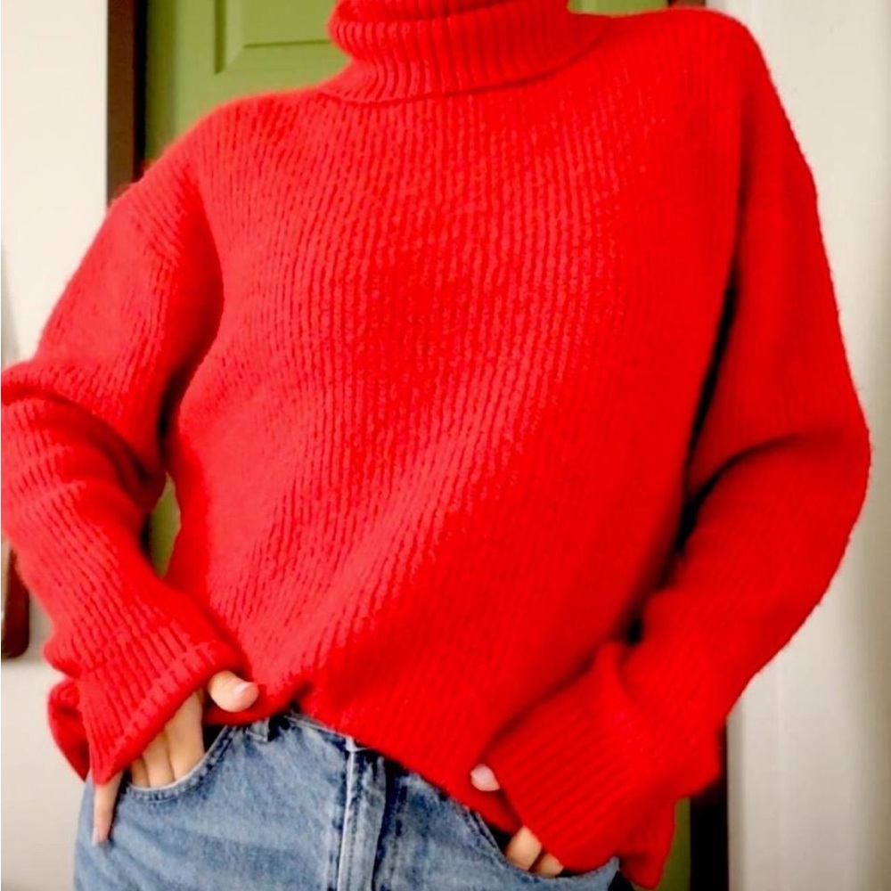 H&M Vibrant Red Turtleneck Sweater